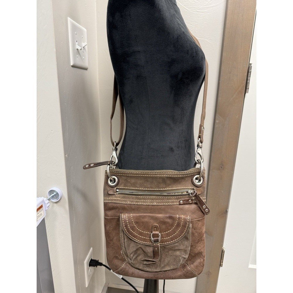 Vintage Fossil Liberty Crossbody Bag Purse Brown Genuine Leather Adjustable